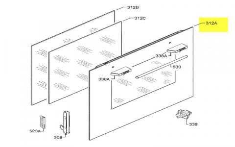 357867774 - VITRE ASSEMBLEE EXTERIEUR PORTE