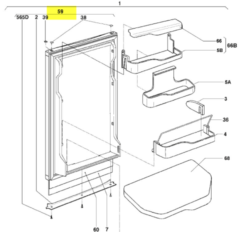 241238310 - PORTE SERVICE REFRIGERATEUR COMPLETE