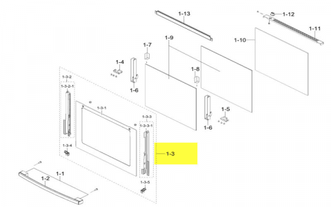 DG94-00075B - VITRE DE PORTE ASSEMBLEE