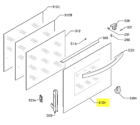 357847866 - VITRE EXTERIEUR DE PORTE FOUR