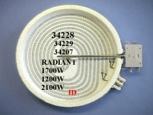 34207 - Plaque radiant 2100 w 230 v dia 205 m/m