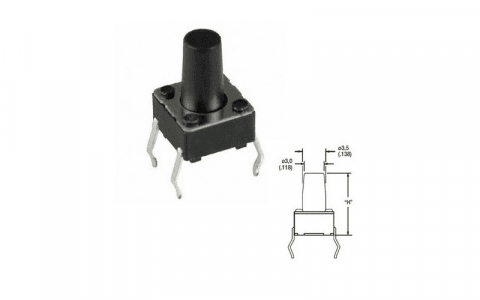 287469 - BOUTON POUSSOIR MICRO, HAUT DU BOUTON 9.5 MM