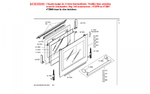 00472078 - VITRE INTERIEURE 476 X 385 BORDEE ALU